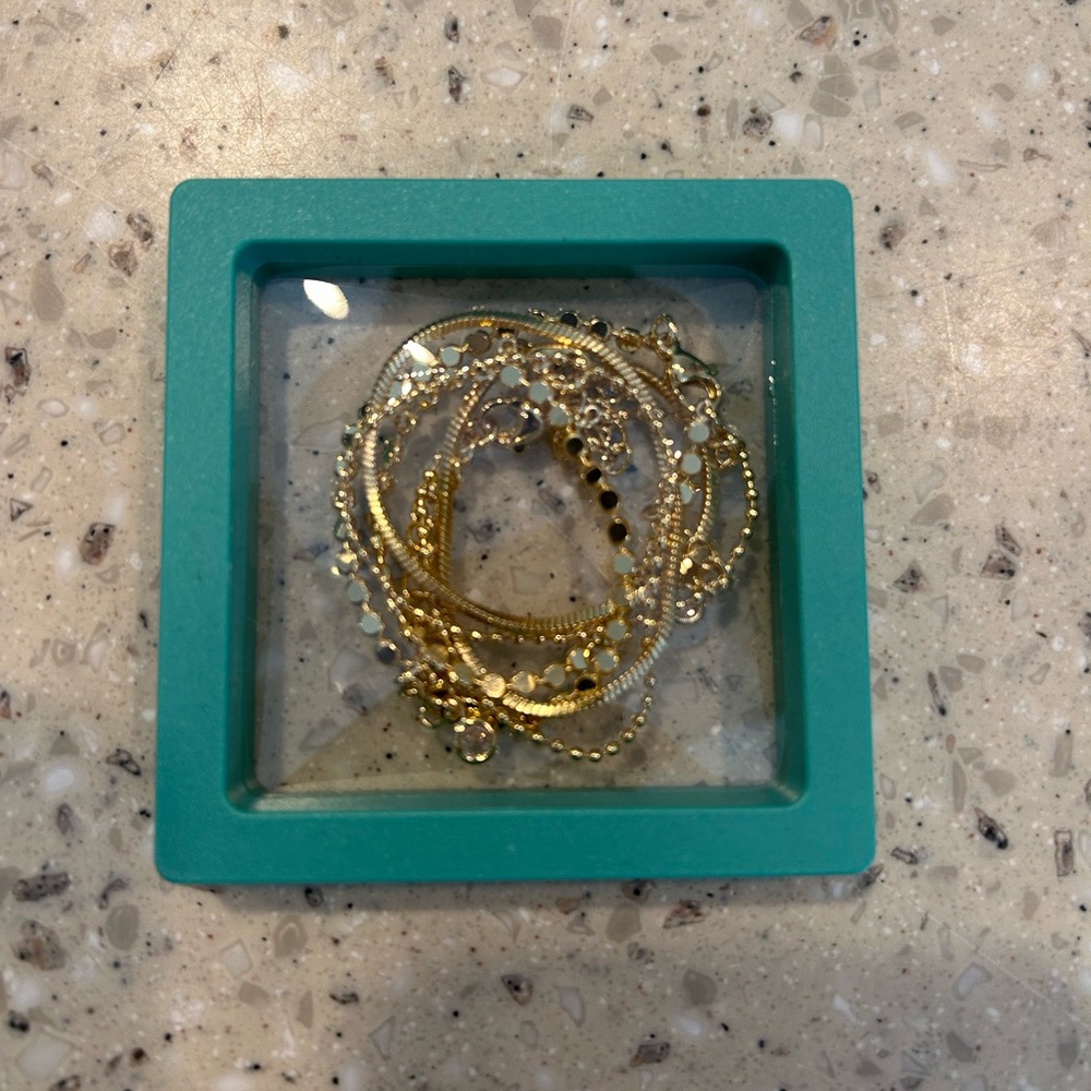 Dainty Gold Tone Anklet Set